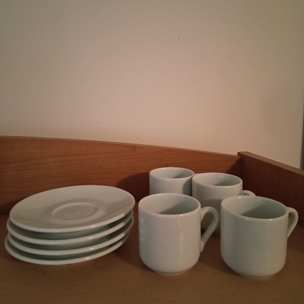 NEW Elegant White Porcelain Espresso Set Of 4